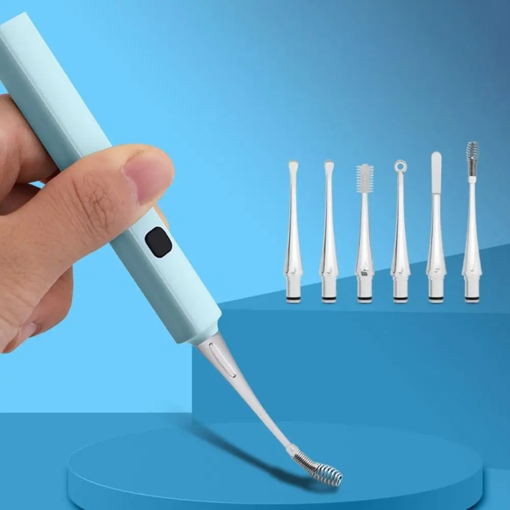 LED Light Baby Ear Cleaner 360 Degree Rotating USB Charging Luminous Ear Spoon Set Soft with Magnifying Visible Earpick for Home