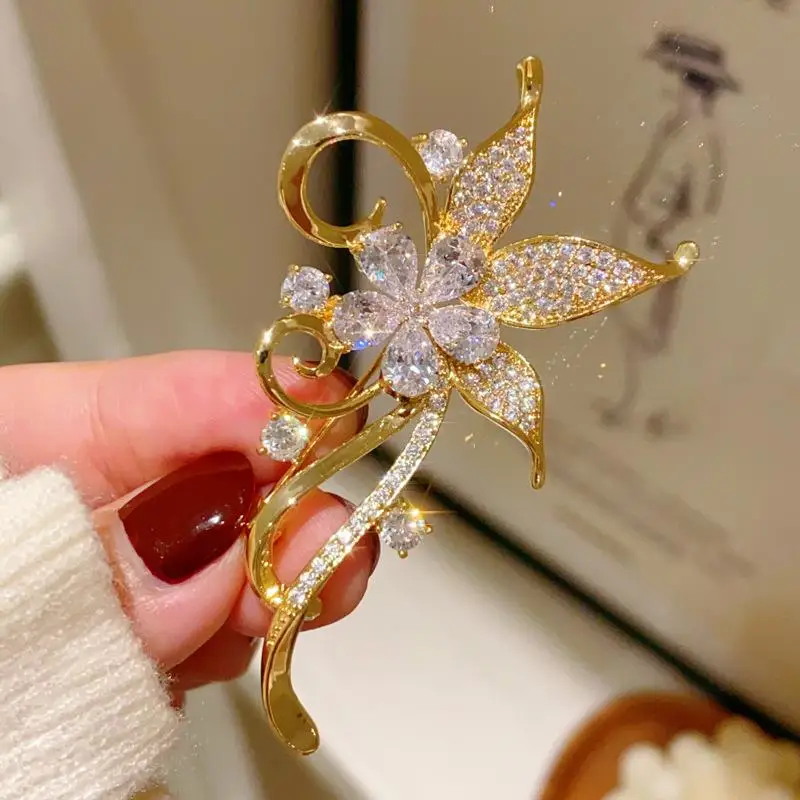 أزياء حجر الراين بوهينيا زهرة دبابيس للنساء الملابس معطف مجوهرات اكسسوارات الهدايا #4