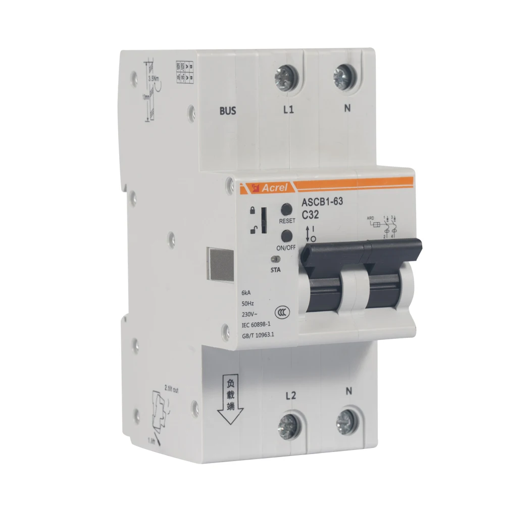 

Acrel ASCB1-63-C63-2P 2P Single Phase 63A Mini Circuit Breaker MCB Real time monitor the current voltage temp for mall