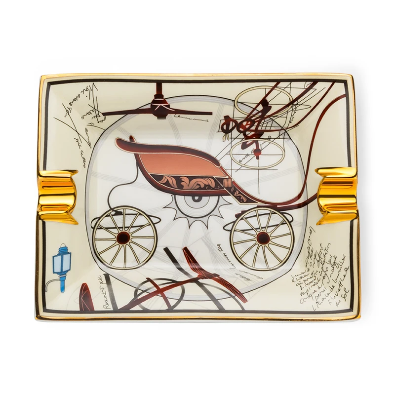 

Cigar set Creative ceramic painted square desktop household cigar ashtray