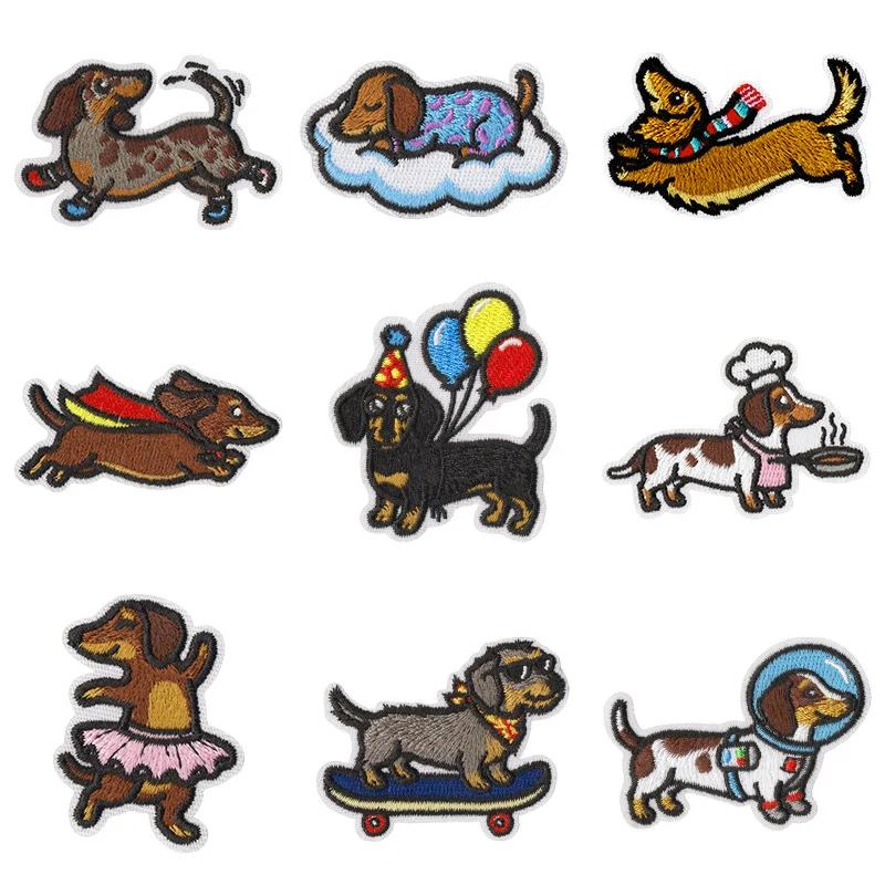Creative Cute Dog Shape Iron-on Embroidered Patch Badge Cartoon Cute Puppy Sew Patches Decorative DIY Clothing Bags Accessory