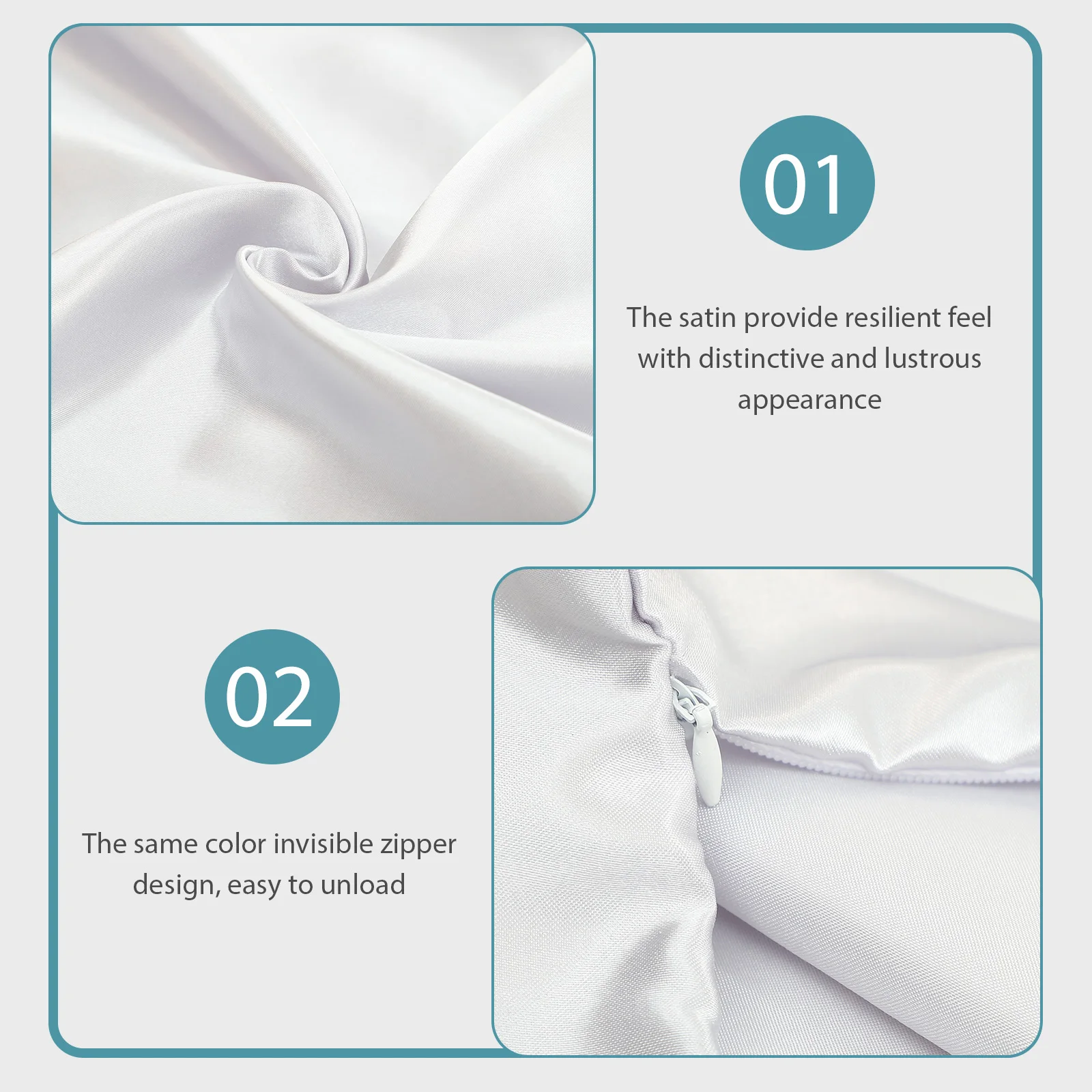 

2 Pcs Pillow Covers Case Square Cushion Decorate for Throw Pillows Grey Satin Pillowcase
