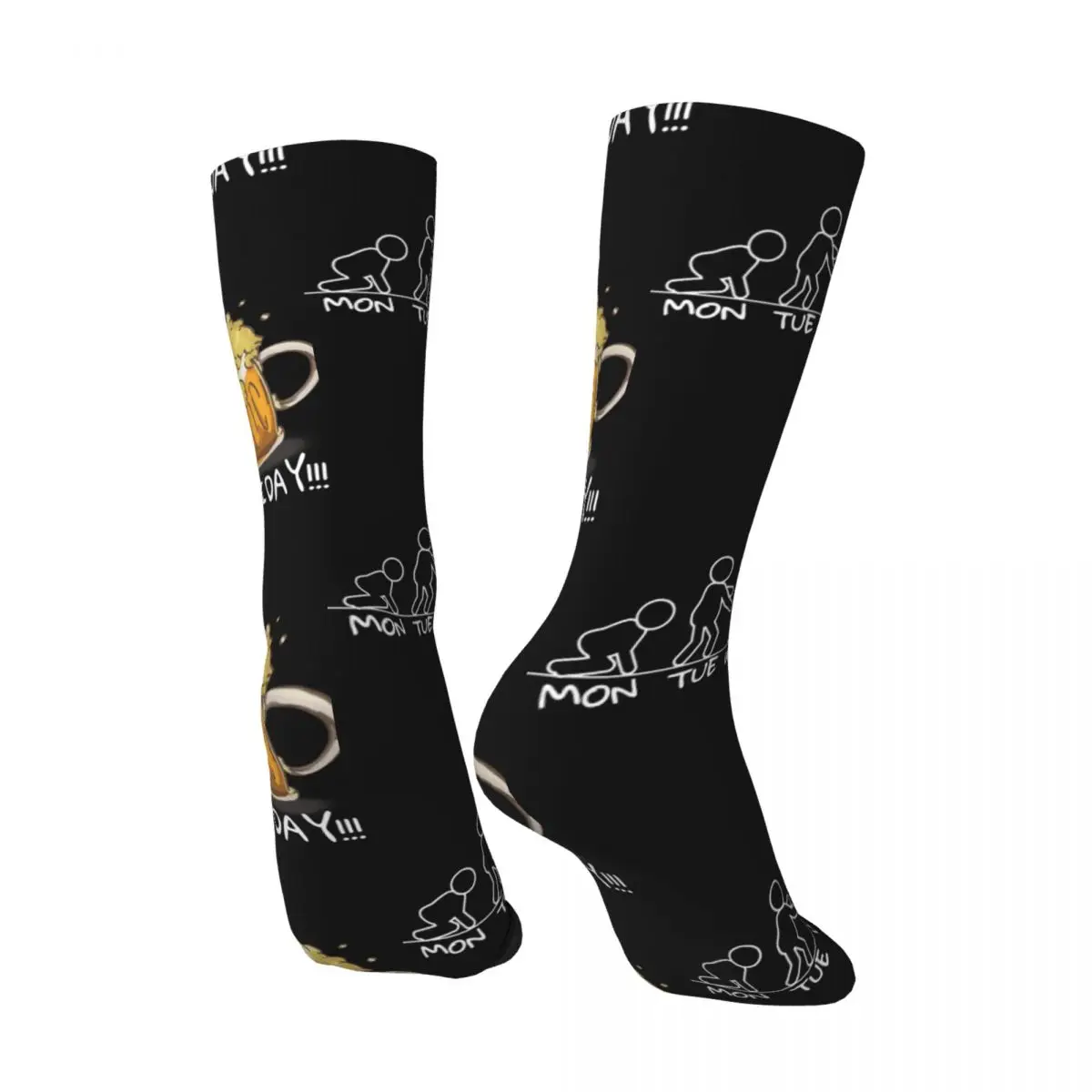 Happy Funny Men's Compression Socks Funny Friday Drinker Vintage Harajuku Drinking Beer Hip Hop Novelty Pattern Crew Crazy Sock