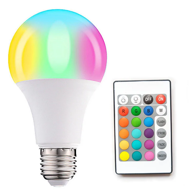 220V E27 RGB LED Bulb Light 5W 10W 15W 20W RGBWW Light 230V LED Lampada Changeable Colorful RGBW LED Lamp With IR Remote Control