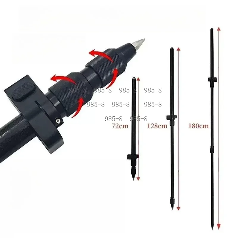 Portable Aluminum Alloy Measuring Rod 72-180cm Three-section Telescopic Centering Rod, 5/8 X 11 Thread for RTK Prism