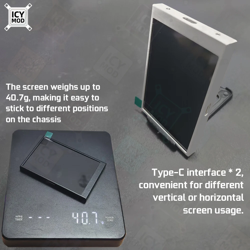 Data Monitoring 3.5-inch Mini PC Secondary Screen LCD Moniter Type-C Power Supply 320 * 480 Resolution Custom Dynamic Theme MOD