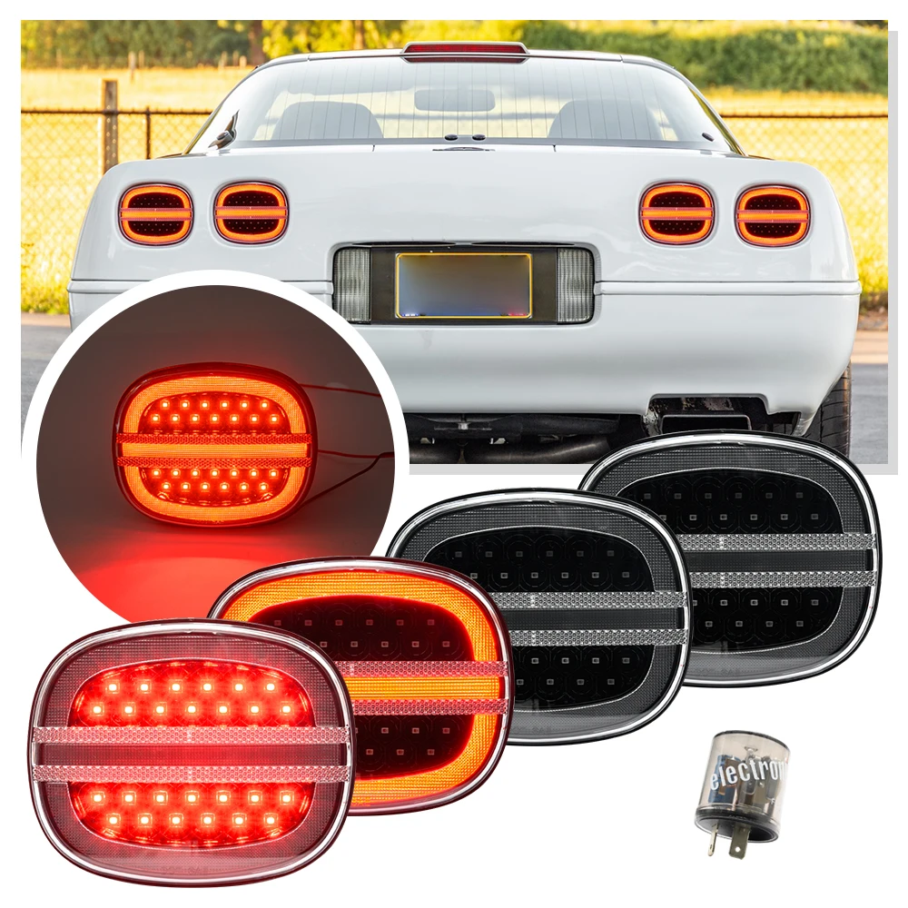 4PCS For Chevy Chevrolet Corvette C4 ZR-1 1991-1996 LED Rear Tail Brake Light Turn Signal light parking Lamps Assembly