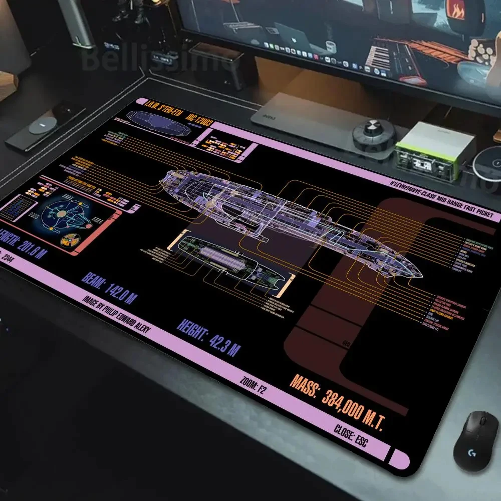 Starship Blueprint Pads 데스크 매트 대형 확장 마우스 패드 게이머 컴퓨터 캐비닛 게임 오피스 키보드 장식 액세서리