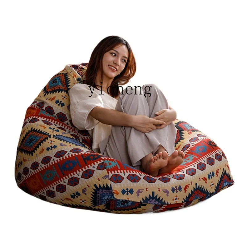 ZK Lazy Sofa Single Floor Filled Particle Cushion Fabric Bean Bag