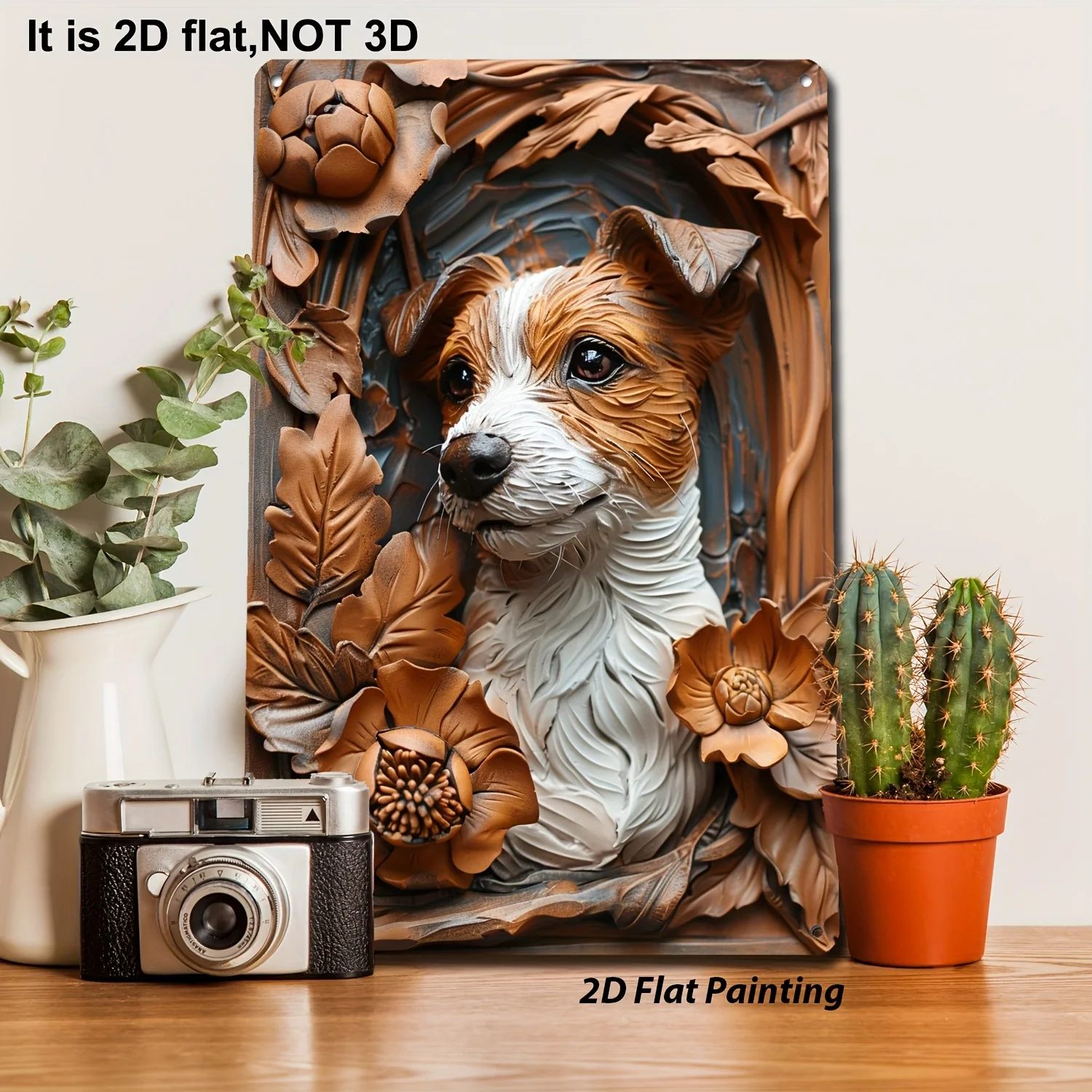2D Flat 1pc Rustproof Aluminum Jack Russell Clay Art Framed Tin Sign, 8X12 Inch - English Countryside Themed Decor for Dog Lover
