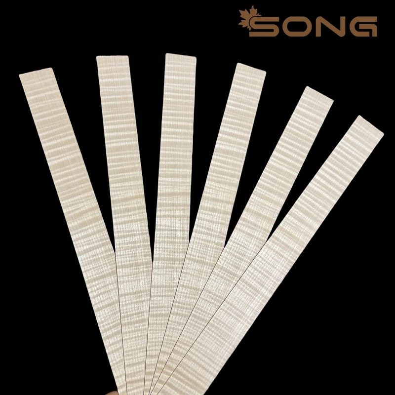 3/6/9pcs European Flamed Maple Violin Rib Side Strip Maple Violin Rib Sides Plate Strip Bar Fiddler Repair Parts 400*34*1.5mm