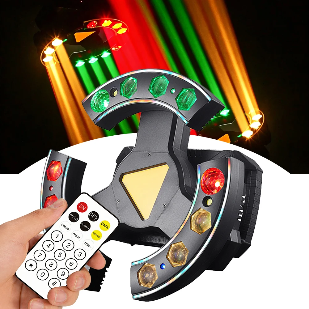 

Трехлучевой лазерный стробоскоп DMX512 LED 120W RGB с золотыми мягкими лазерными полосами, активацией звуком, 25 каналов для DJ-вечеринок и сцены