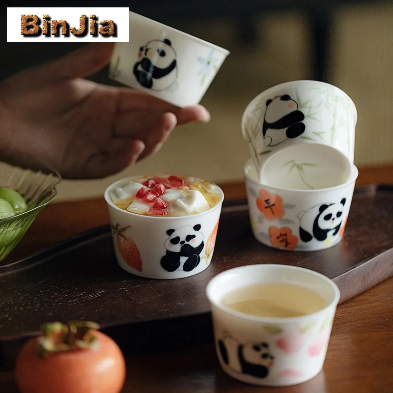 

100 мл ручная роспись панда кола кружка мокко чашки пузырьковая чашка кувшин для холодной и горячей воды бытовая грелка для рук офисная чашка для воды ча ремесло