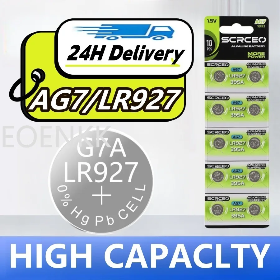 AG7 خلية عملة قلوية ، بطاريات أزرار ، ساعة ، خلية عن بعد ، 46 مللي أمبير ، LR927 ، LR57 ، SR927W ، GR927 ، 395A ، ww ، 2-60 لعبة