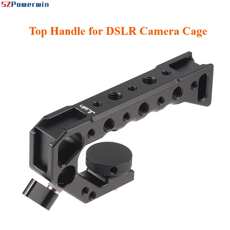 Alça superior de liberação rápida para gaiola de câmera – Aperto de elevação ergonômico com furos Arri, roscas de 1/4"-20 e sapata fria, DSLR/sem espelho