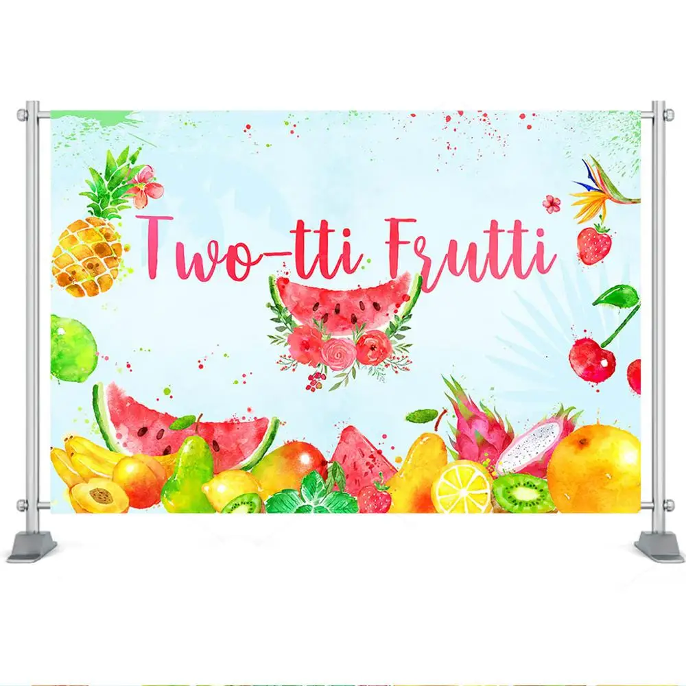 Mocsicka Twotti Frutti Backdrop Girls Summer Second Birthday Party Decor Summer Tutti Fruity Birthday Background Banner