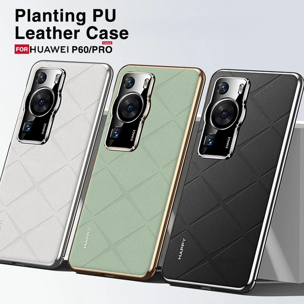 

Чехол для Huawei P60 PRO P60PRO, оригинальный Простой чехол из искусственной кожи с рисунком + нескользящий ультратонкий защитный чехол из поликарбоната