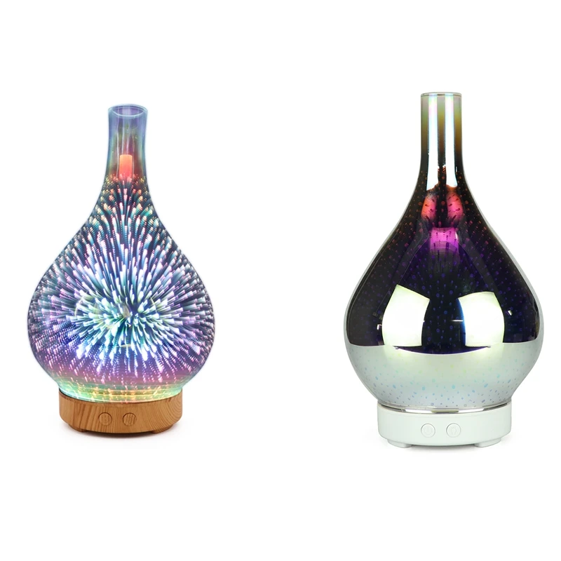 3D  Glass Vase Shape Air Humidifier With 7 Color Led Night Light Aroma Essential Oil Diffuser Mist Maker Ultrasonic Humi