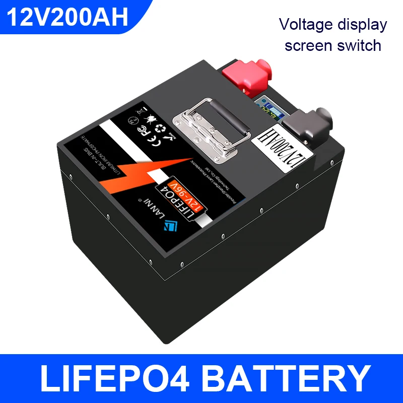 12V 200Ah LiFePO4 Battery Lithium Iron Phosphate Battery Built-in BMS/Bluetooth For Solar Power System RV House Trolling Motor