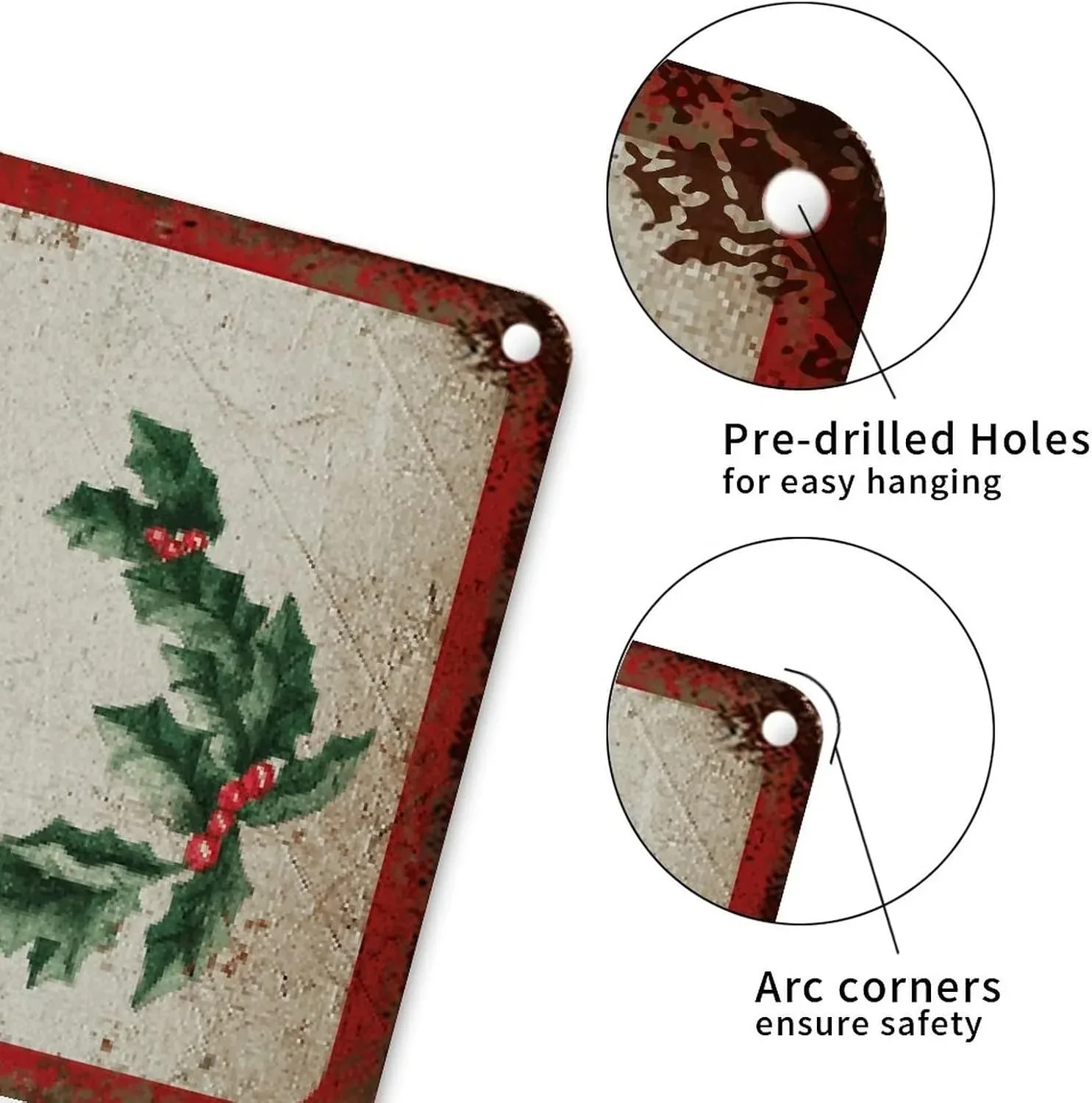 Letrero Metal Personalizado Navidad Invierno 18x4cm Diseño Floral Familia Vintage Decoración Pared Para Sala
