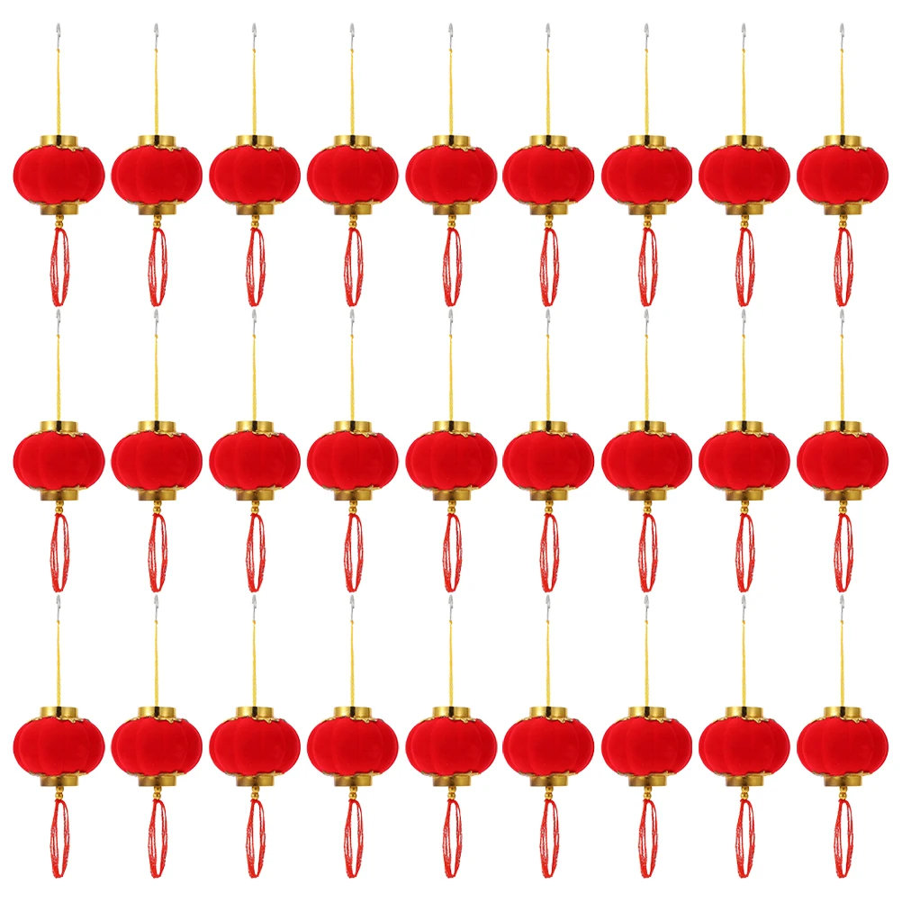 

32 Pcs Lantern Small Hanging Decoration Spring Festival Artificial New Year Lanterns Chinese Ornament Red Pendant Office