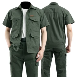 Summer Men's Work Clothes Thin Cotton Labor Protection Set Multiple Pockets For Workers Dirt Resistant Men's Clothing