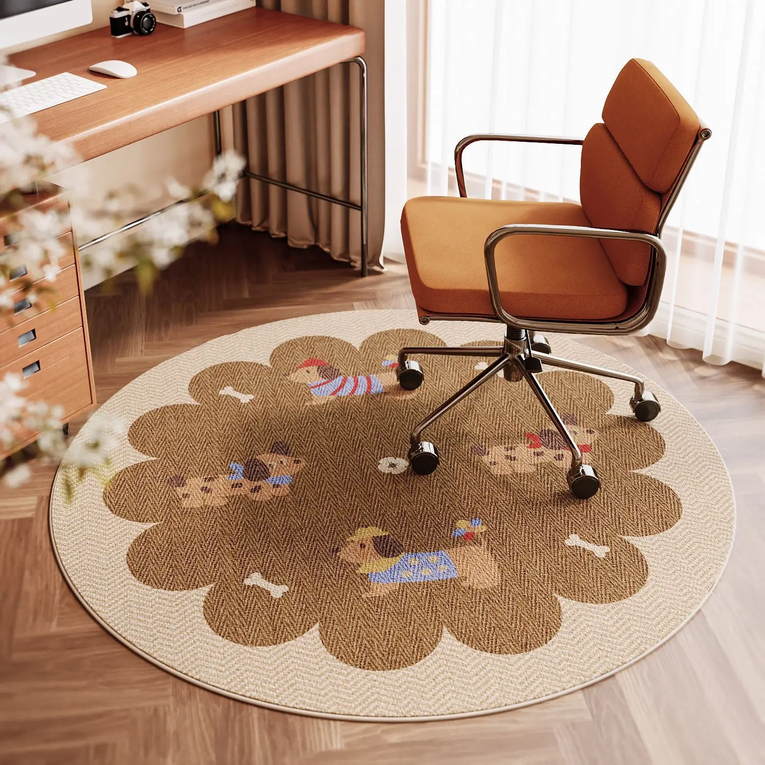 Round Carpet Easy-To-Clean Study Chair Learning Chair e-Sports Chair Computer Chair Rug Crystal Velvet Soundproof Home Decor