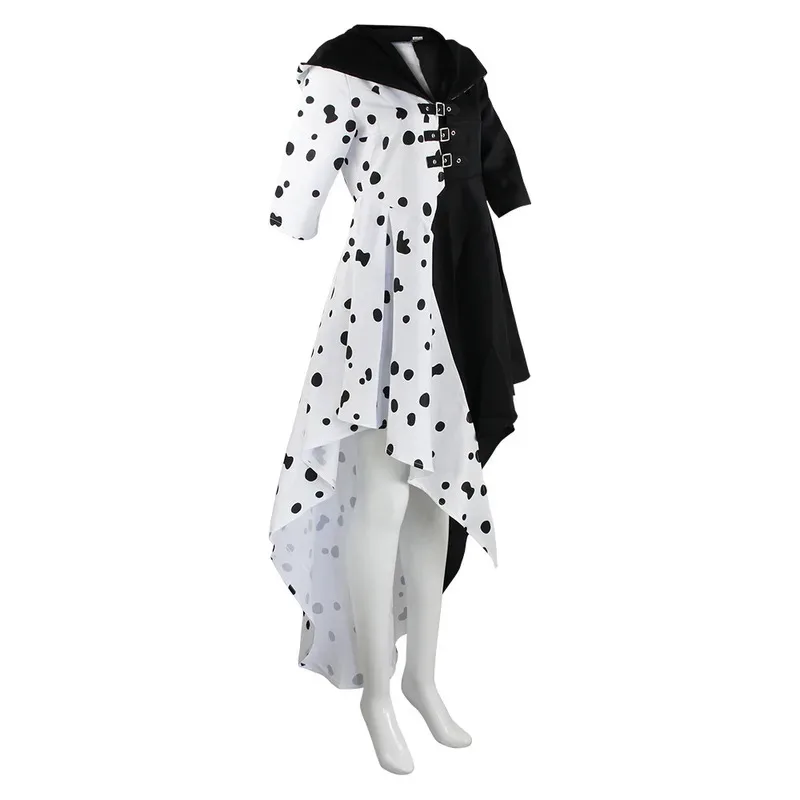 ฮาโลวีน 101 Loyal Dog คอสเพลย์ชุดแม่มดสีดําและสีขาว Kuira Deville Spotted เครื่องแต่งกายชุด