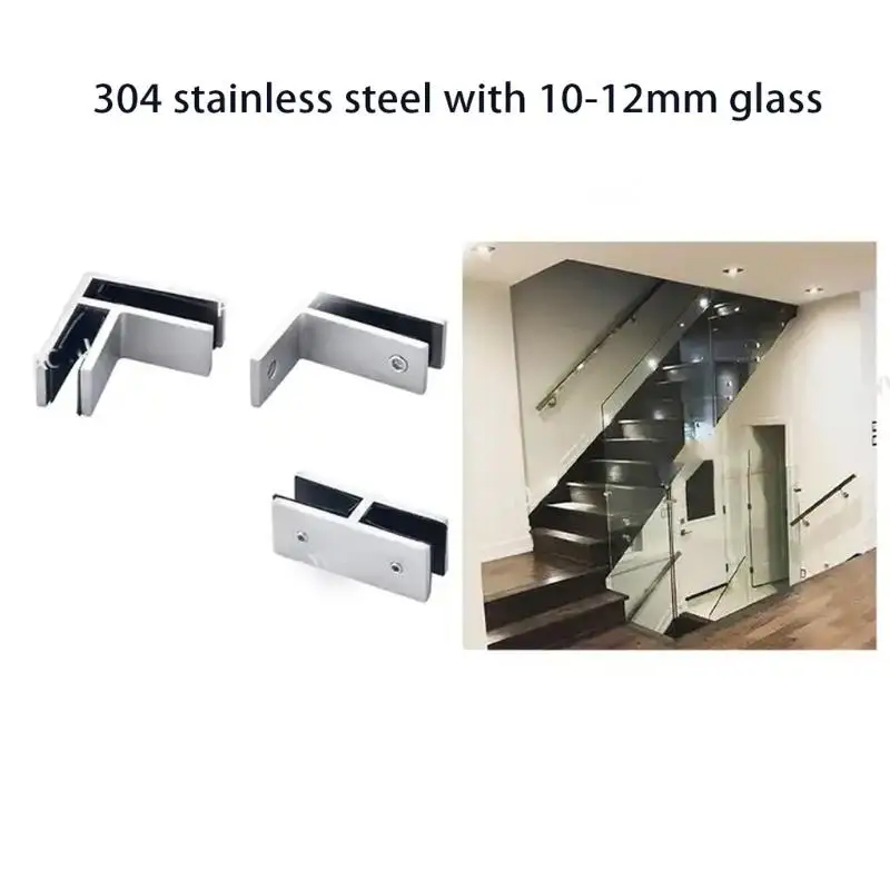 New【304 Stainless Steel Glass Clip Holder Heavy Duty Glass Clip Bracket For Tempered Glass】