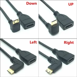 1080P Mini HDMI-compatible to HDTV Cable Male to Female 90 degree Right Angled Converter Adapter M-F Extension Adapter Connector