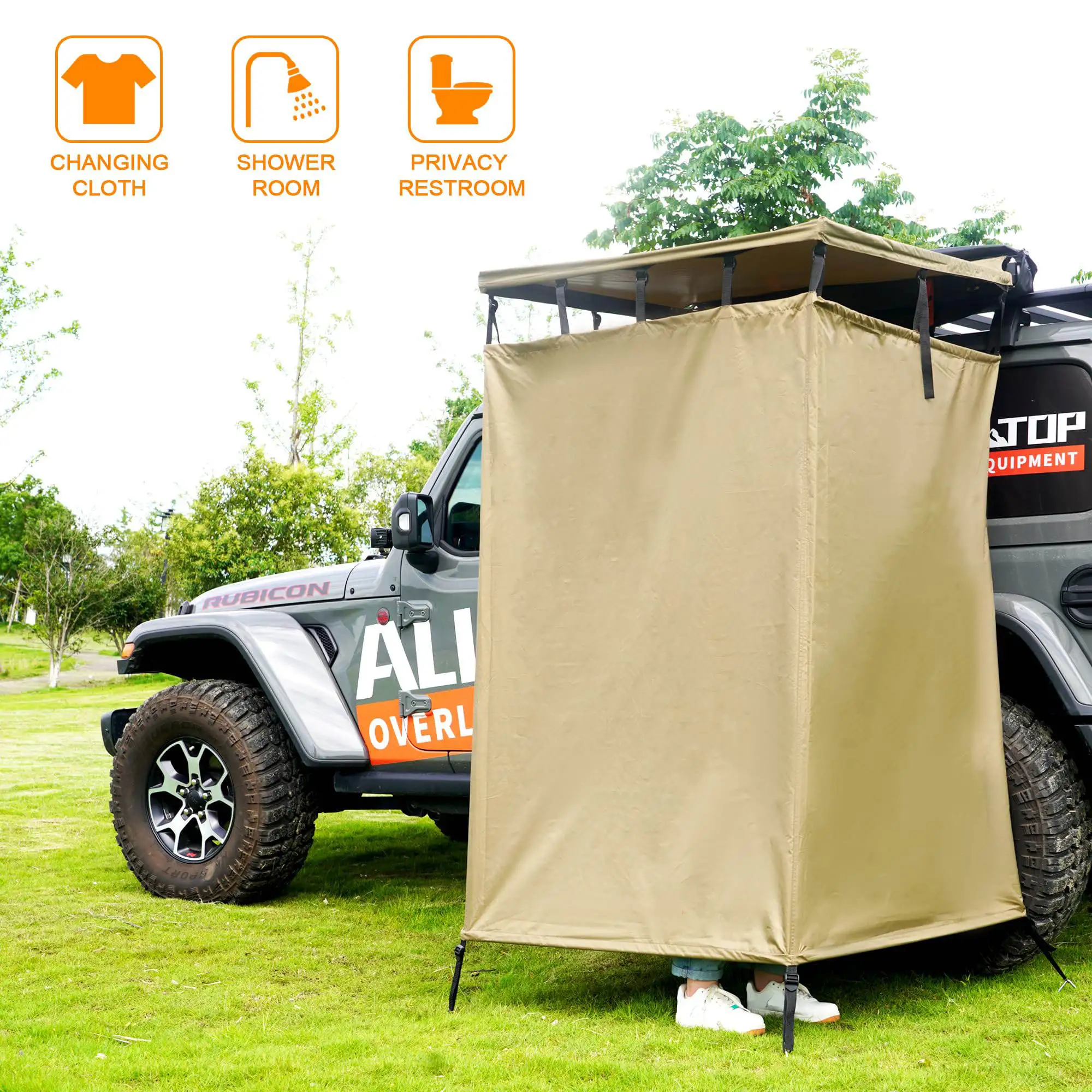 Covered All Round Offroad Shower Tent Car Side Shower Tent With Led Light Suitable All Car Heights