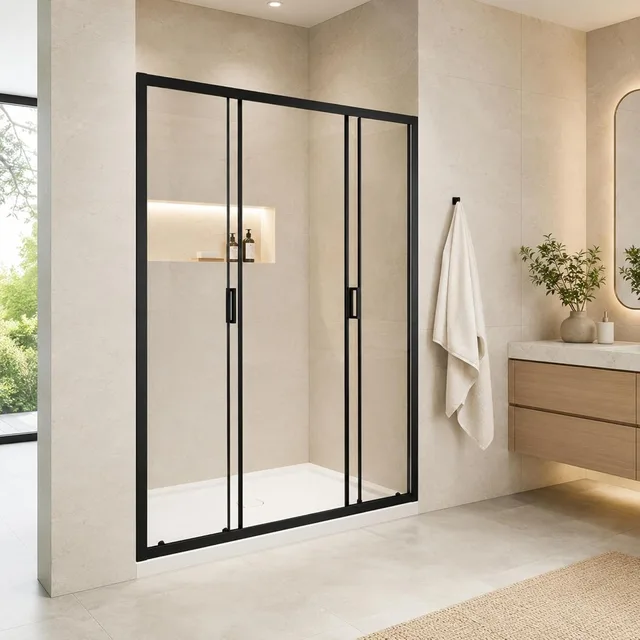 58-60" W x 72" H Four Sliding Semi-Frameless Glass Shower Door 2 58-60" W x 72" H Four Sliding Semi-Frameless Glass Shower Door 2