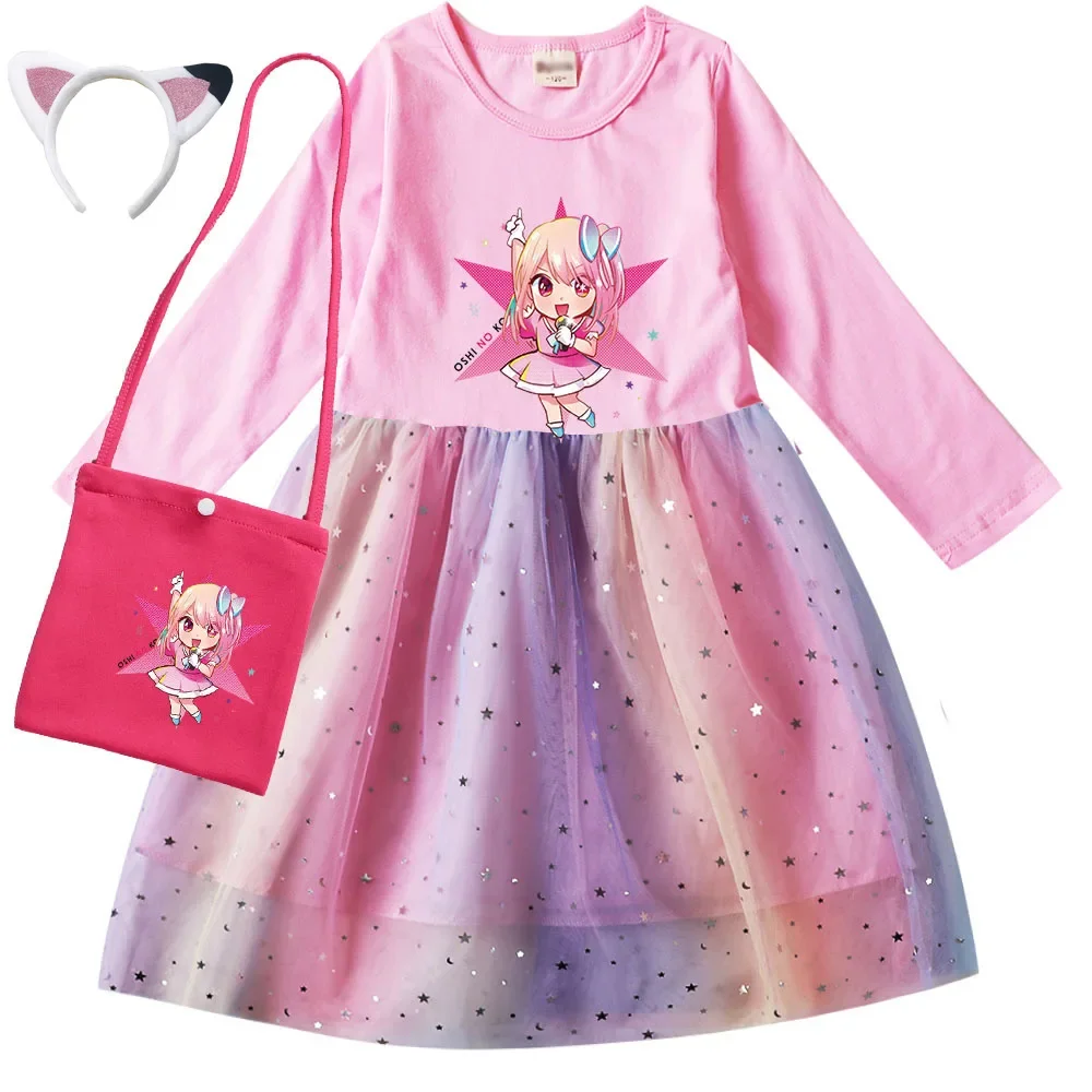 

Oshi No Ko Costume Kids Ai Hoshino Cosplay Halloween Carnival Baby Girls Long Sleeve Casual Dresses Children Mesh Party Vestidos