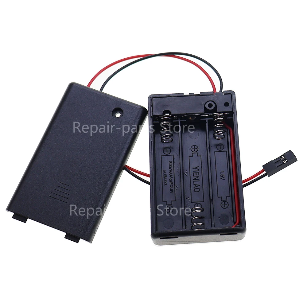 3 فتحات حافظة بطاريات صندوق حامل بطارية AAA مع مفتاح وغطاء و PH2.0 XH2.54 DC5.5X2.1 USB2.0 DuPont سلك طرفي