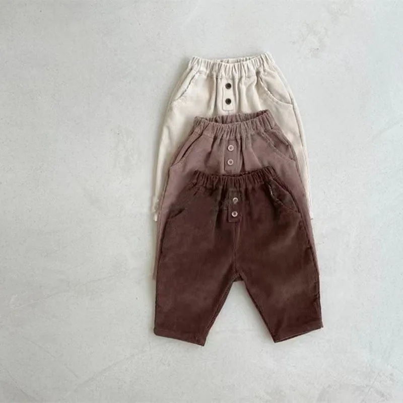 

Детские шаровары для мальчиков, осенняя новинка 2026, повседневные хлопковые свободные брюки для малышей, однотонные простые штаны для девочек