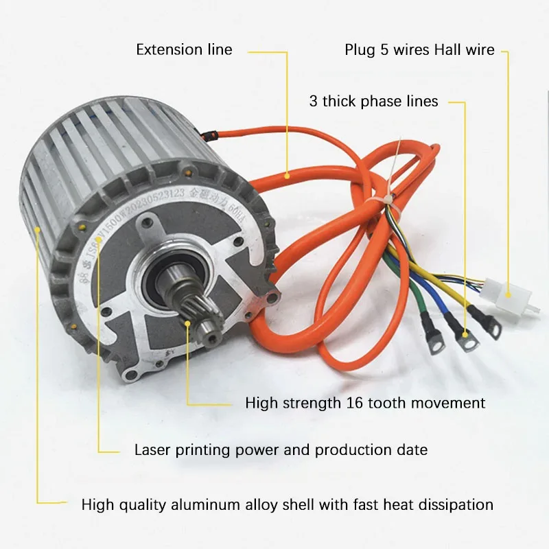 60‑72V 1000W Permanent Magnet Synchronous High‑Speed Drive Motor for Electric Tricycle and Four‑Wheeled Vehicle