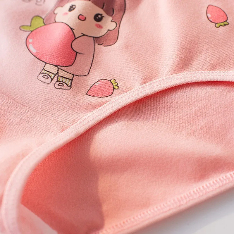 4 Stück weiche, antibakterielle Baumwoll-Slips für Kinder und Mädchen, Höschen mit Cartoon-Print, atmungsaktive Unterwäsche für Kinder von 3–16 Jahren – Detail 7