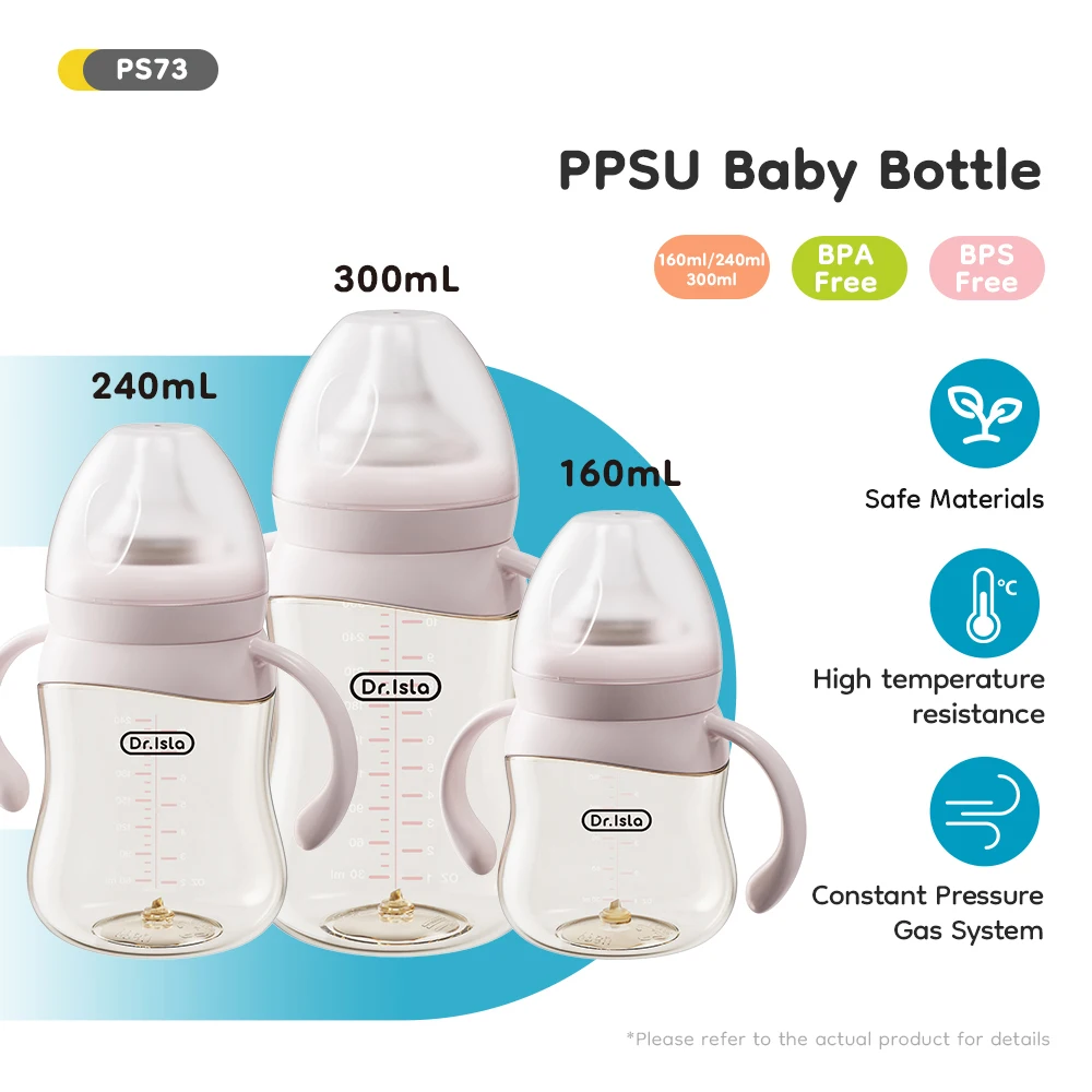 Baby Bottle 160/240/300ml Dot Anti-Colic＆Anti-Bloating PPSU Milk Bottle Kids Drinking Bottle＆Temperature Display Function PS73