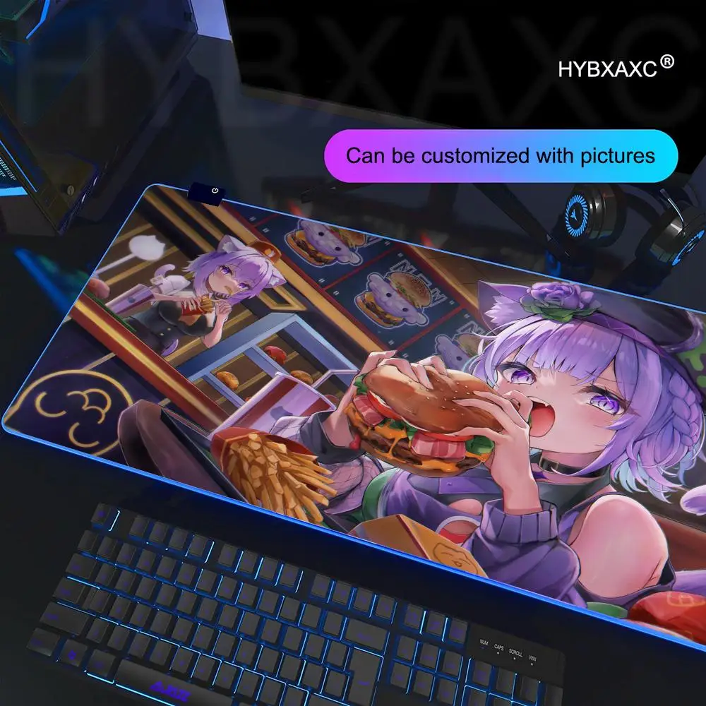 XXL HYBXAXC Коврик для мыши RGB Gaming 1000X500 Коврик для мыши Настольный коврик HD Gamer Большой светодиодный светильник XXL H-hololive Nekomata Okayu Коврик для мыши