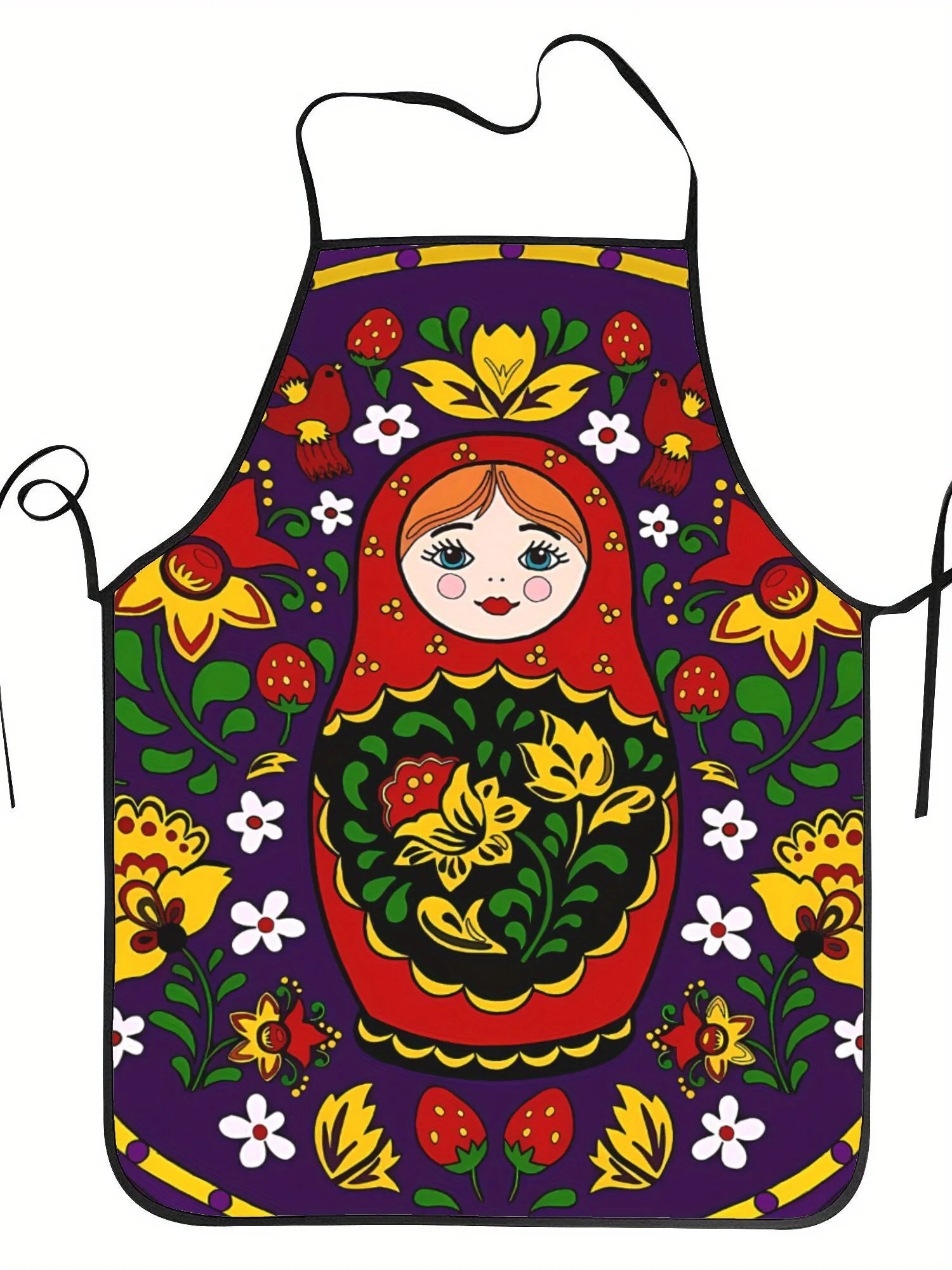 Matroschka-Schürze mit lila russischen Puppen-Print, wasserdichte Küchenschürze für Männer und Frauen, Haushaltsgrillschürze