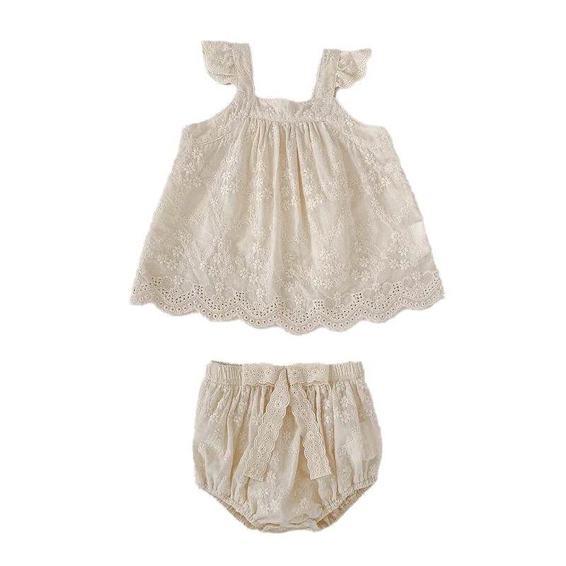2026 Sommer-Träger-Set für Kinder 0-24M: Besticktes Gitter-Träger-Top + Shorts, Zweiteiliges Süßes Baby-Mädchen-Kleidungsset, Babykleidung – Detail 20