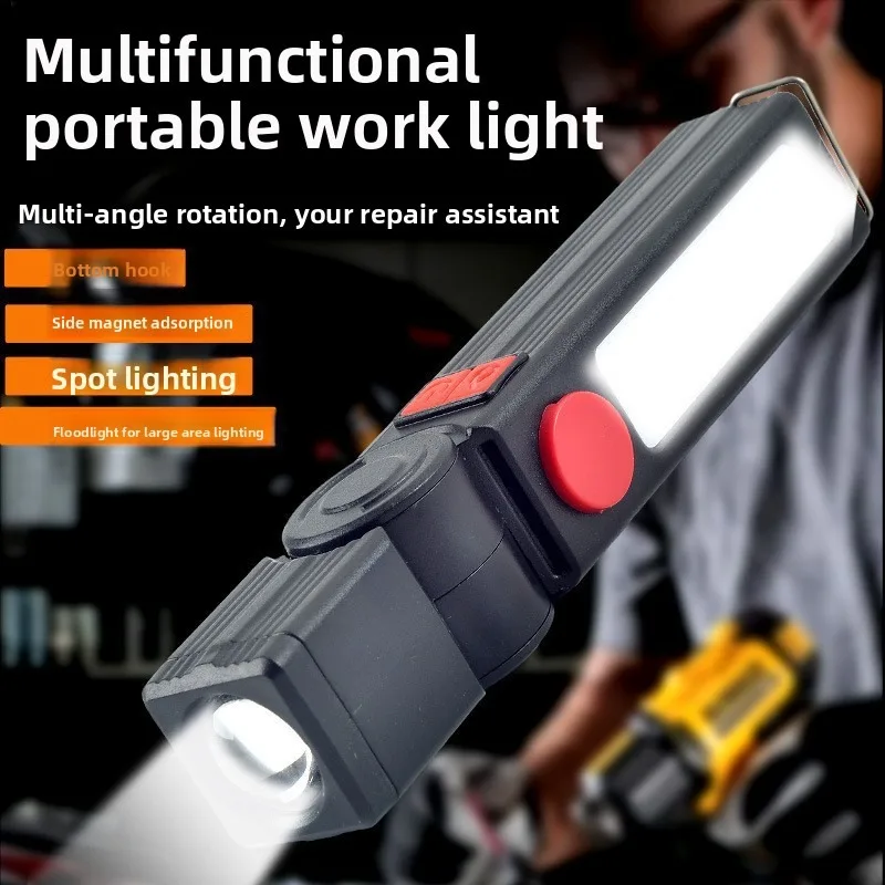 Multifunctional Outdoor Emergency Flashlight: 180° Foldable, Super Bright, Magnetic Work Light & Cigarette Lighter