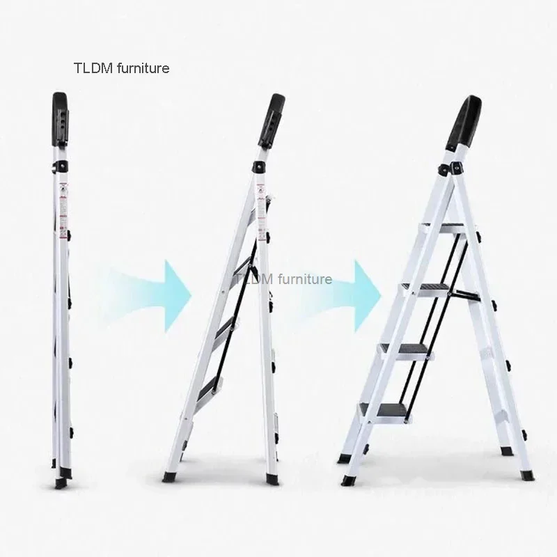 Non-slip Home Step Ladders Indoor Folding Ladder Multi-functional Thickened Steel Pipe Shrinking Step Stools Climbing Stairs H