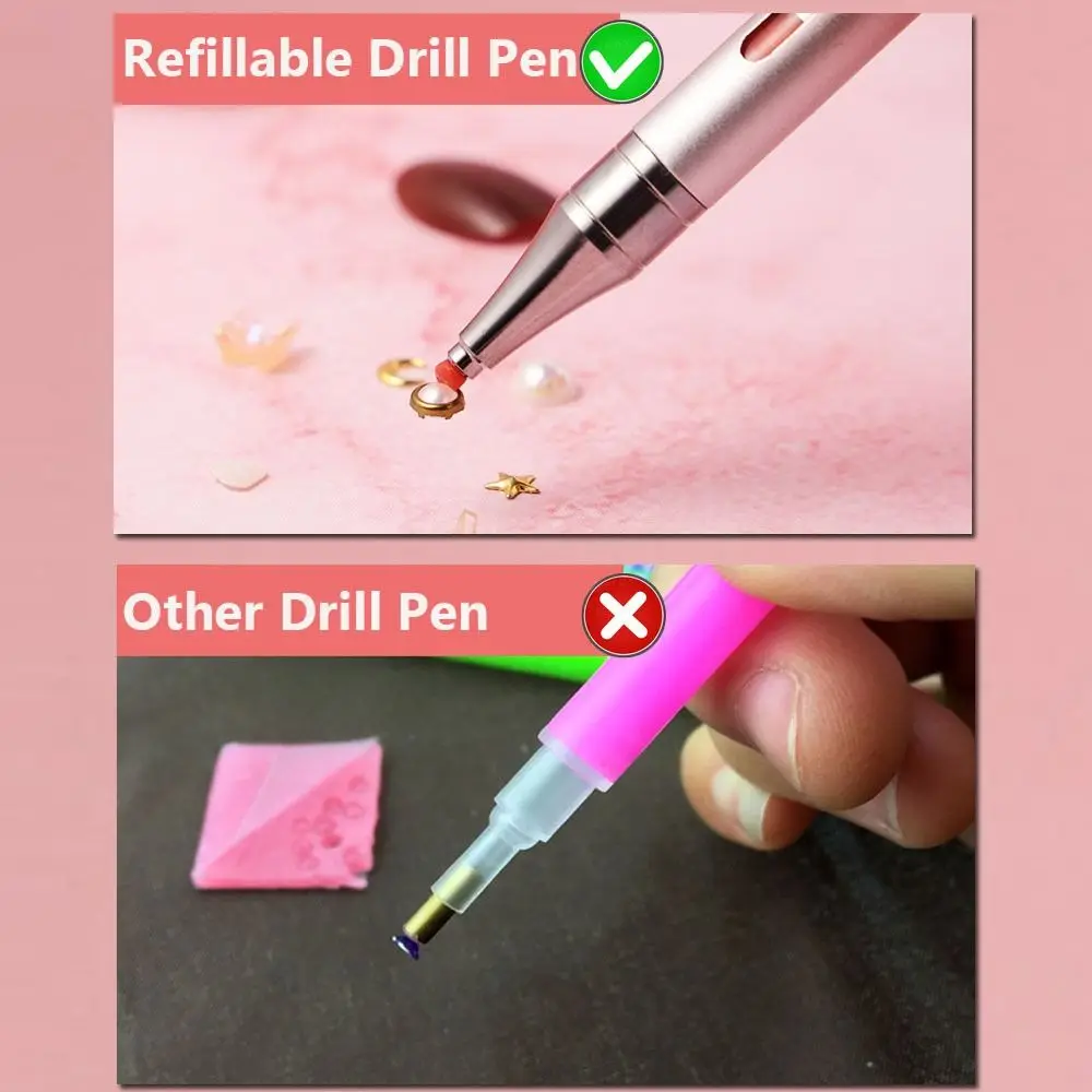 DIY Craft 5D Diamond Painting Pen Multifunctional Rotary Mechanism Rotating Glue Point Pen Ergonomic Grip Refillable Wax