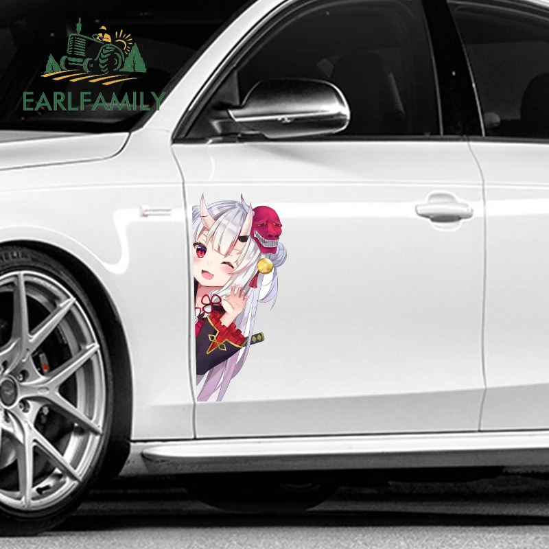 EARLFAMILY 43cm x 19.1cm for Hololive Nakiri Ayame Peeker Big Car Stickers Campervan Waterproof Decal Vinyl Graffiti Sunscreen