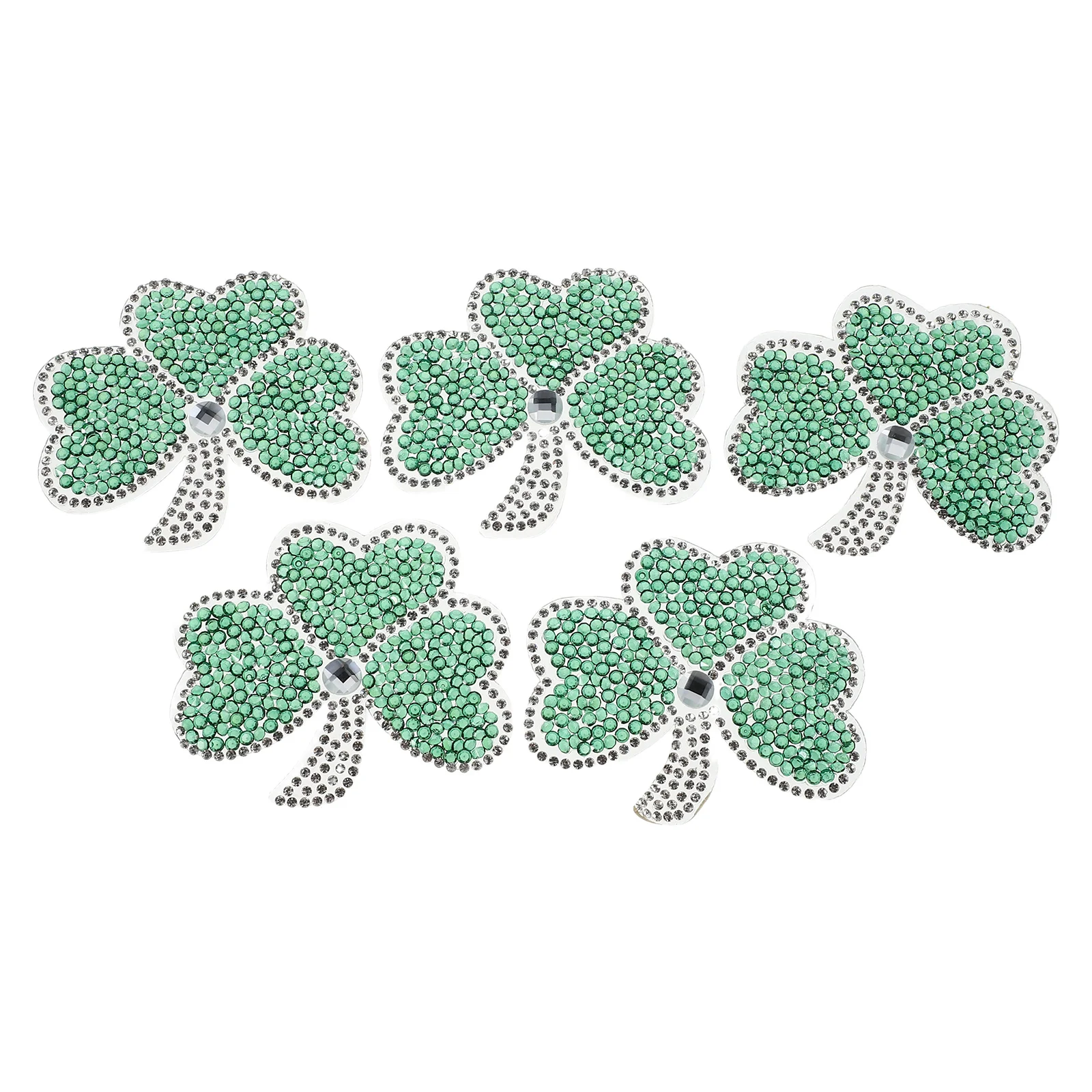 

5pcs Patch Jean Jacket Embroidered Lucky Leaf Hair Accessories Sew-on Rhinestone Green Leaf Decorations Elastic Band