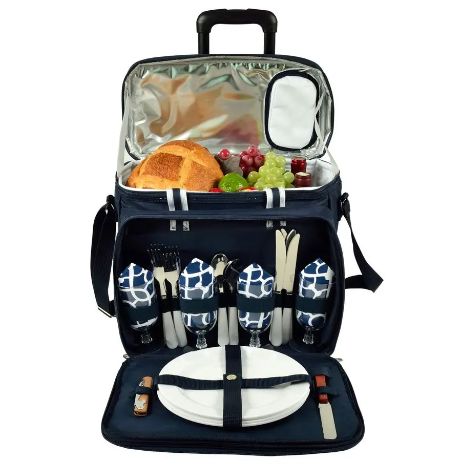 

Original Insulated Picnic Cooler with Service for 4 on WheelsDesigned amp Assembled in the USA