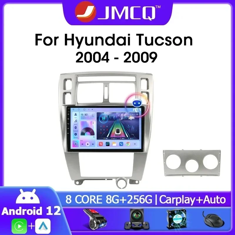 

Мультимедийная магнитола JMCQ для Hyundai Tucson, стерео-система на Android 12, с экраном 10,1 дюйма, GPS, 4G, видеоплеером, для Hyundai Tucson 2004-2009, типоразмер 2DIN