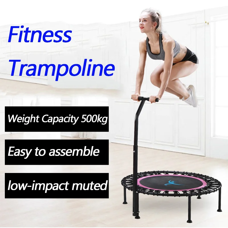 

Fitness Trampoline Silent Mini With Adjustable Handle Length Adults Kids Indoor GYM Bungee Rebounder Jump Trainer Workout