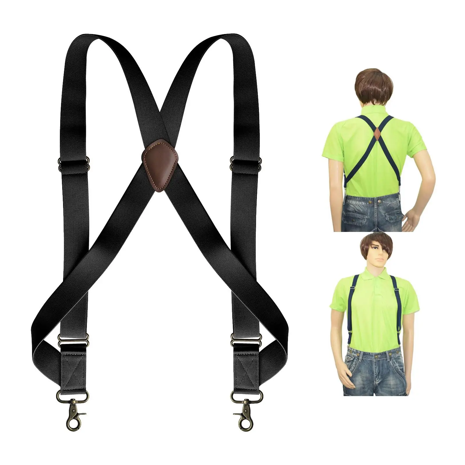 حمالات رجالي للسراويل قابلة للتعديل ومتينة وأشرطة خلفية مرنة على شكل X وإكسسوارات عصرية لعمل سراويل القميص